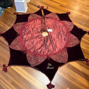 Frontgate 6ft Personalized Christmas Tree Skirt Velvet Silk NWT Holiday Tassels